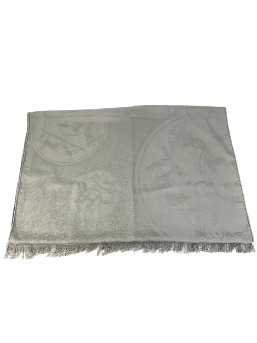 Hermes Shawl New Libris Cashmere Gray Scarf - Picture 2 of 9